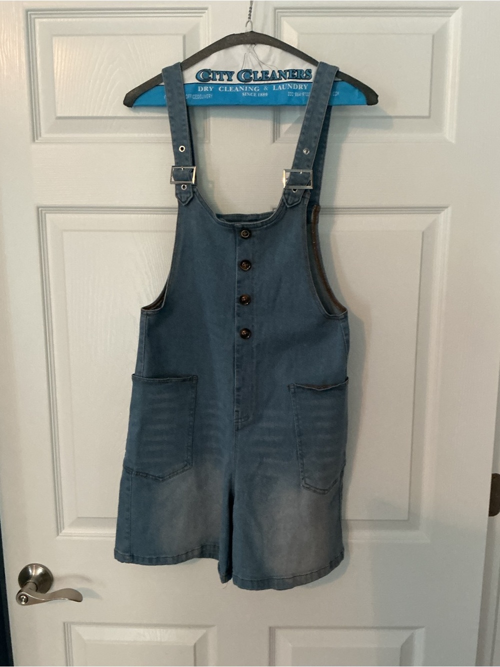 Denim Short Overalls - Blue